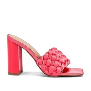 Superdown Donna Mule in Hot Pink Block Heel Square Toe Size 8